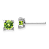 Sterling Silver Rhodium-plated Round 5mm Peridot Post Earrings